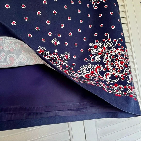 Talbots Navy, White and Red Paisley Skirt - Picture 12 of 14